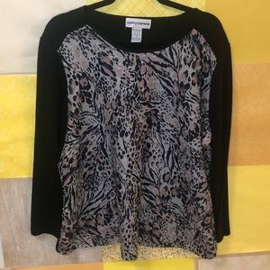 Cathy Daniels Cheetah Print Top, Size 1X